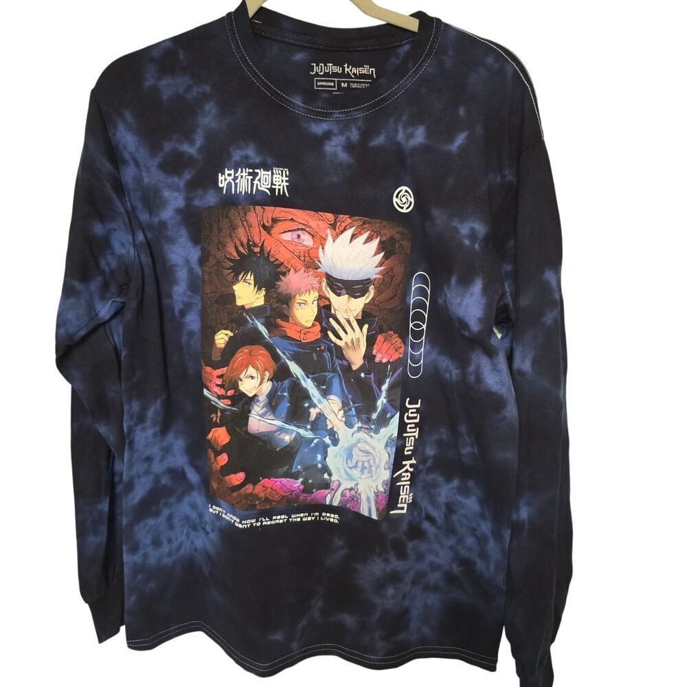 Episode x Jujutsu Kaisen Cover Men's M Blue Tie Dye Long Sleeve Shirt NWOT NEW